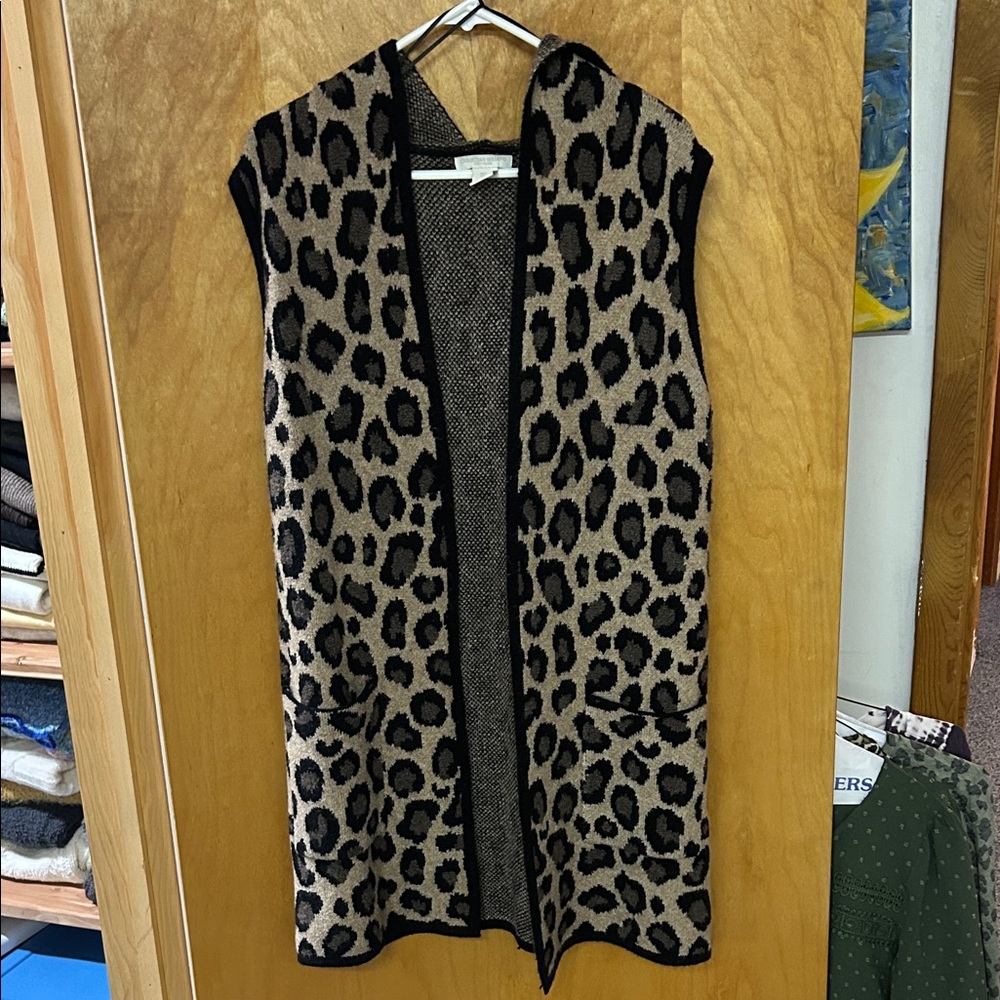 Christian Siriano Black and Brown Knit Cardigan